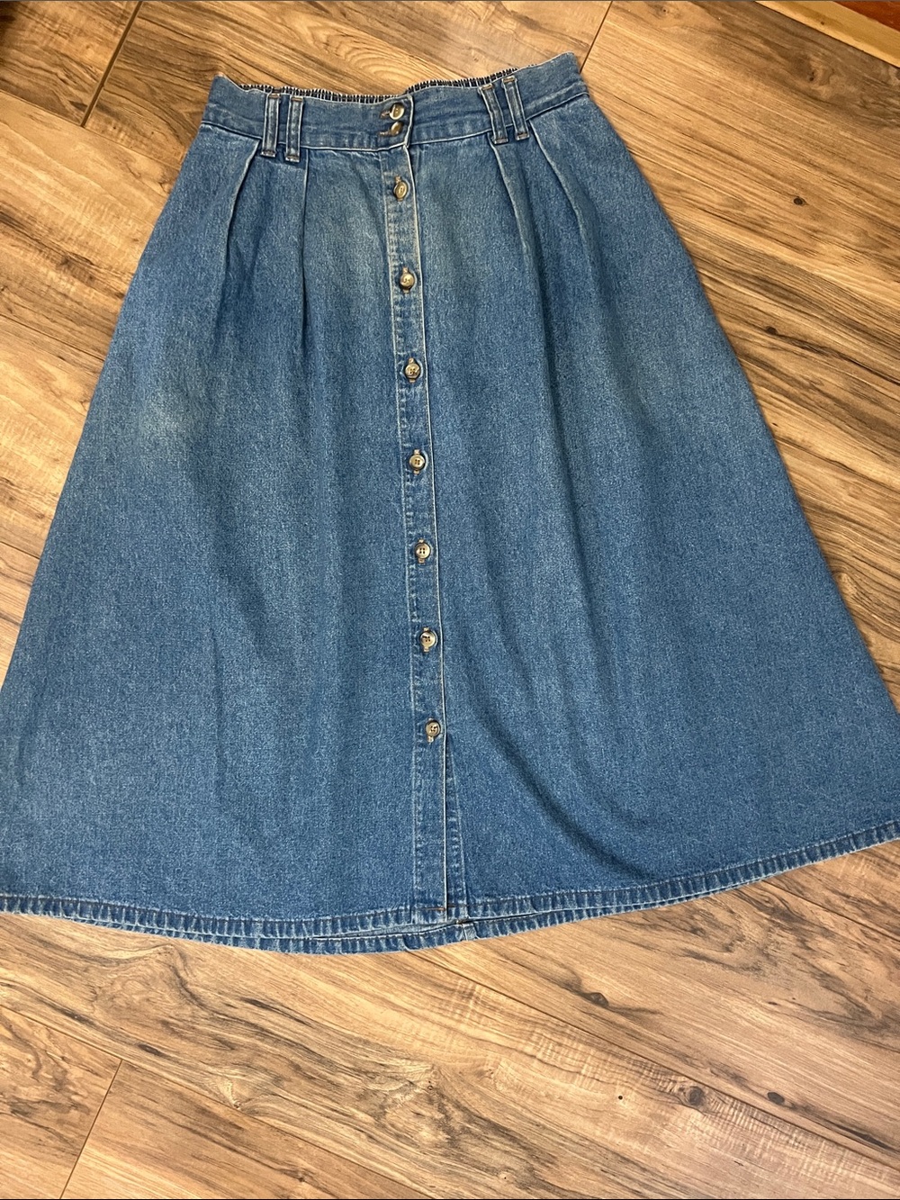 Vintage Hunt Club Button-Front Denim Skirt - Blue Sz 12P